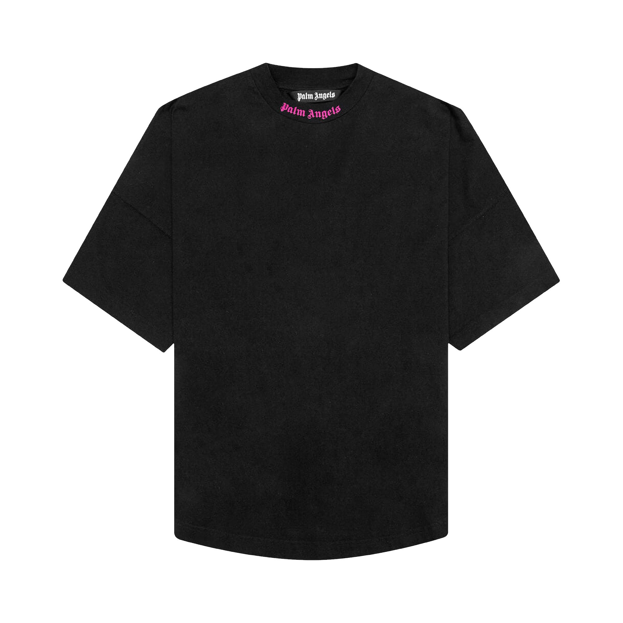 Buy Palm Angels Doubled Logo Over Tee 'Black/Fuchsia 