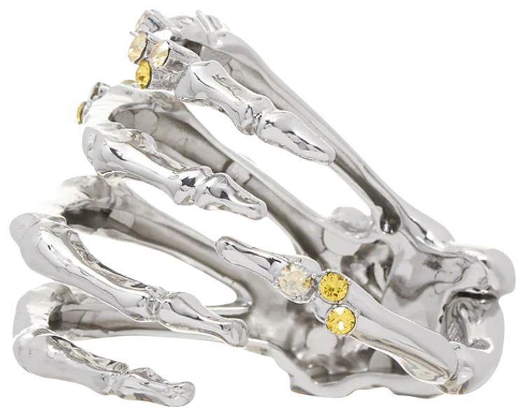 Raf Simons Skeleton Bracelet With Cluttered Strass YellowGold