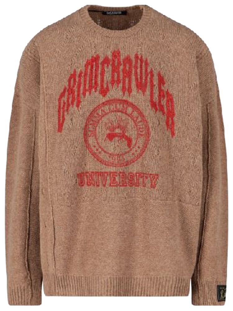 Raf Simons Loose Fit Reversed Braid Sweater Brown