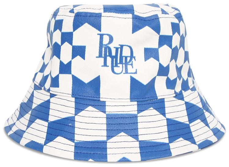 Rhude Checker Bucket Hat BlueWhite