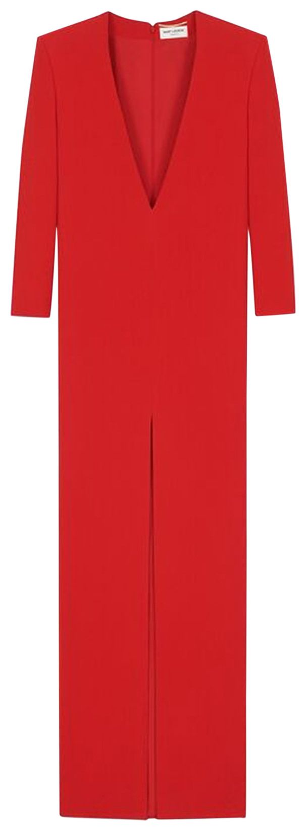 Saint Laurent Long Sleeve Maxi Dress Rouge