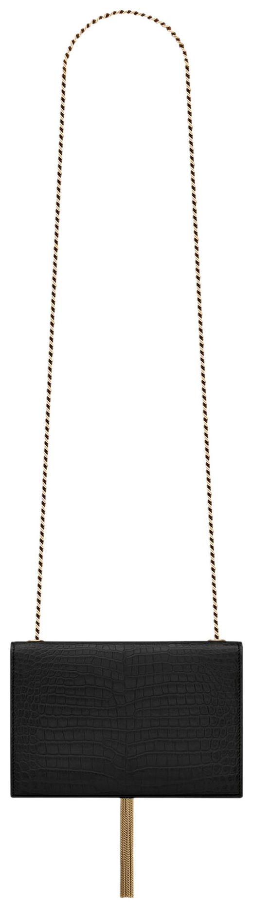 Saint Laurent Kate Crocodile Embossed Shoulder Bag Nero