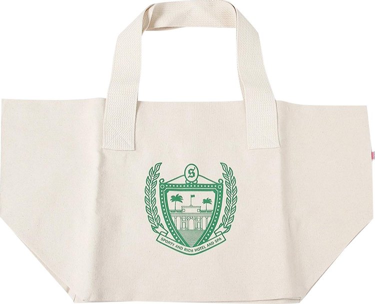 Sporty & Rich Beverly Hills Tote 'Natural/Green'
