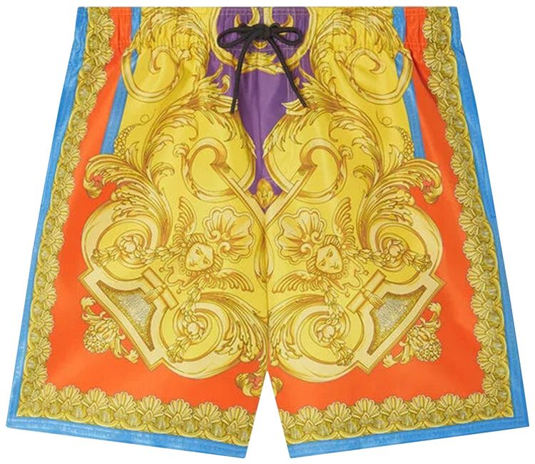 Versace Barocco Goddess Print Mid Length Swim Shorts Dark OrchidSun