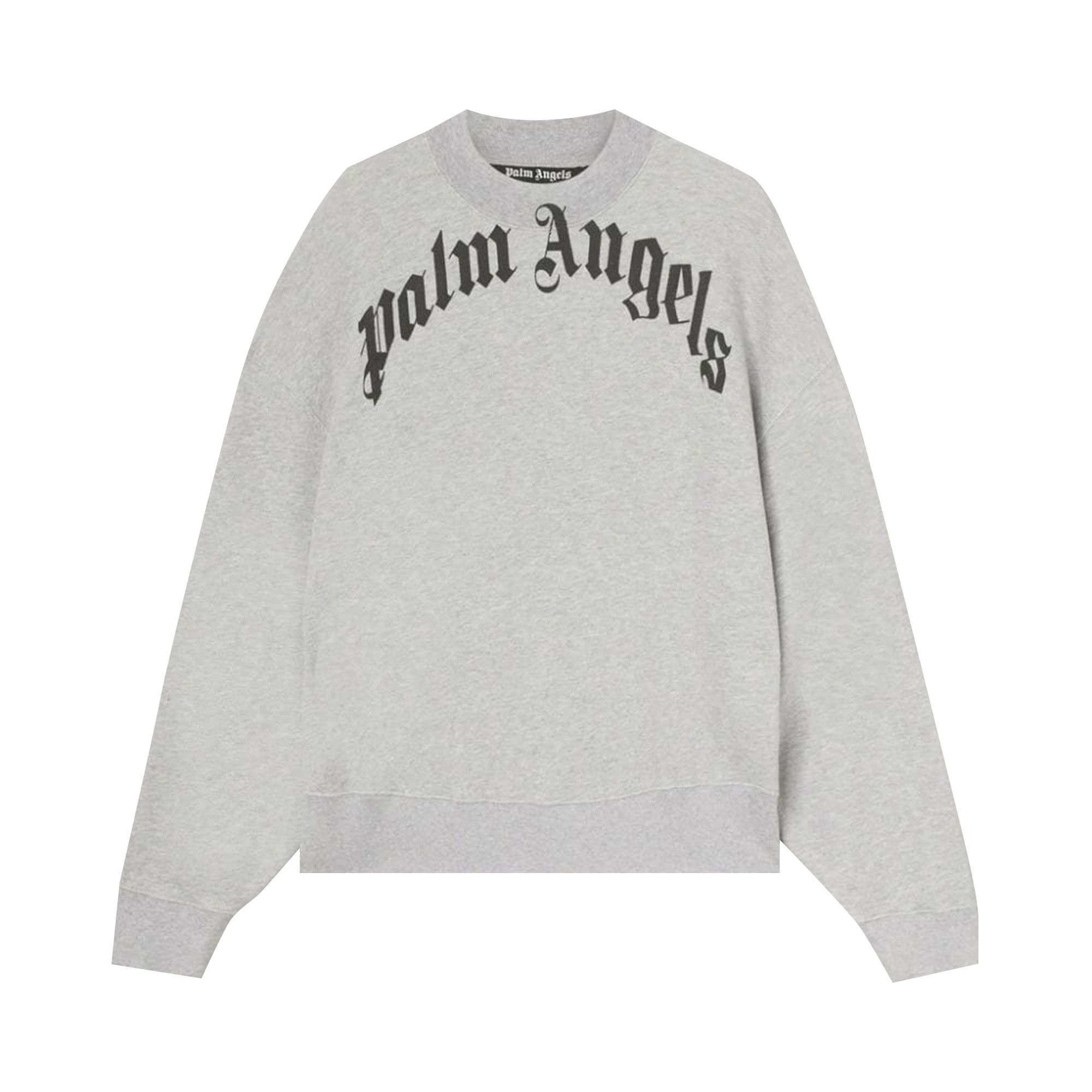 【PALM ANGELS】パームカレッジクルー Buy Palm Angels Curved Logo Crew 'Grey/Black