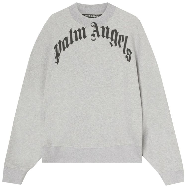Palm Angels Curved Logo Crew GreyBlack