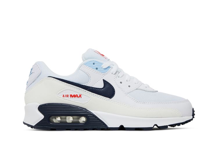 white and navy air max 90