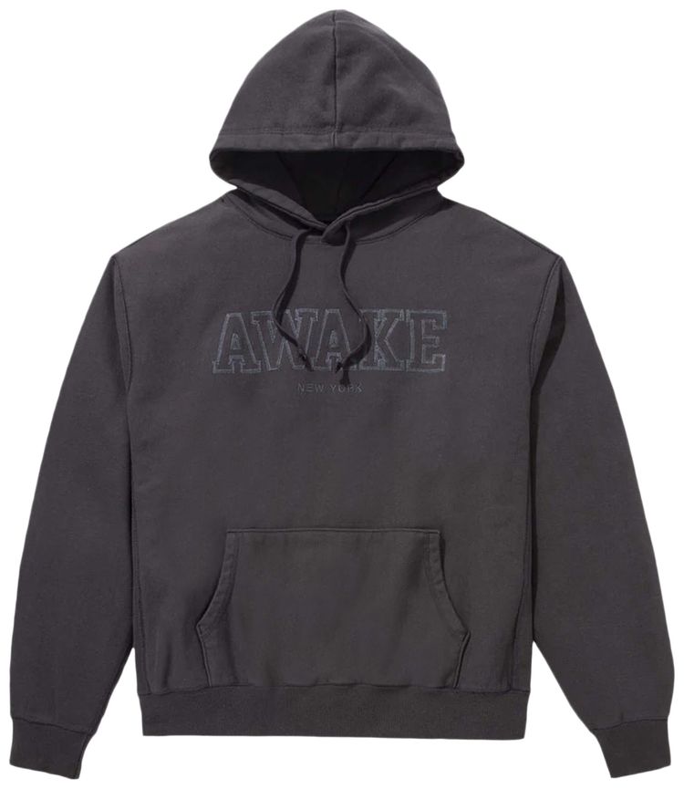 Awake NY Military Logo Embroidered Hoodie Charcoal