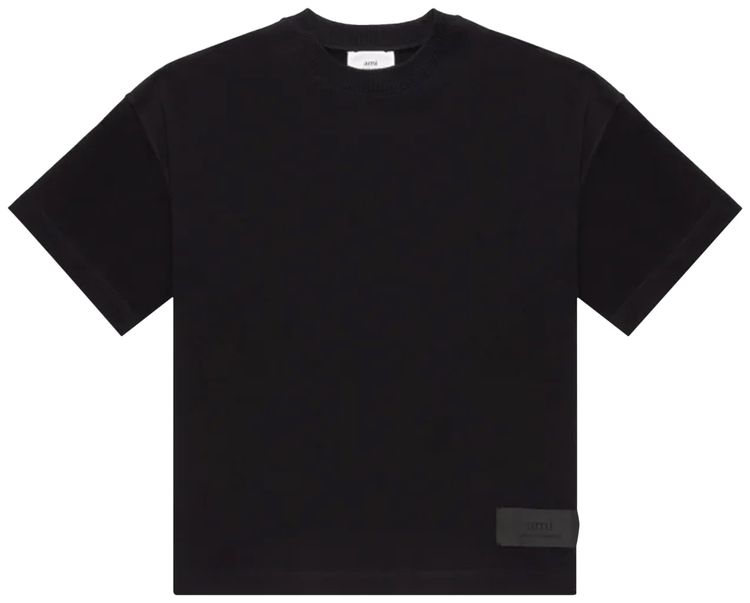 Ami Satin Label T Shirt Black