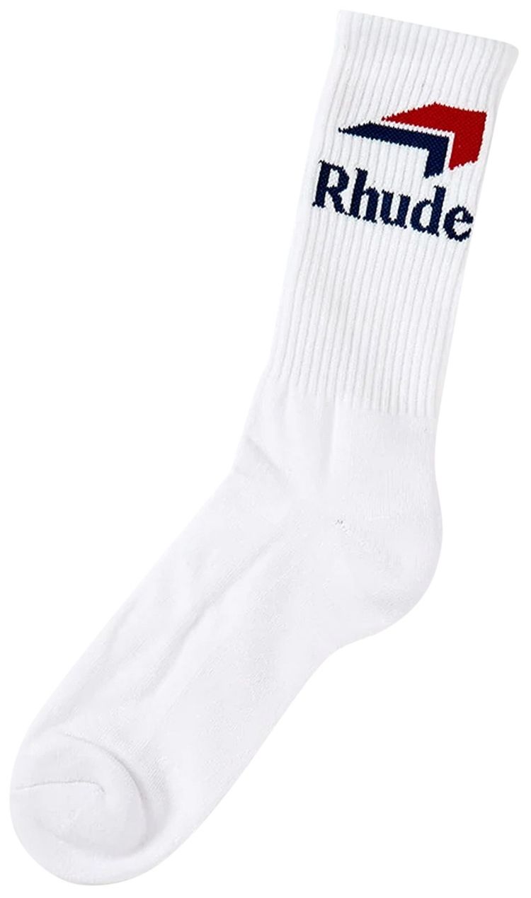 Rhude Chevron Logo Sock WhiteMaroonBlack