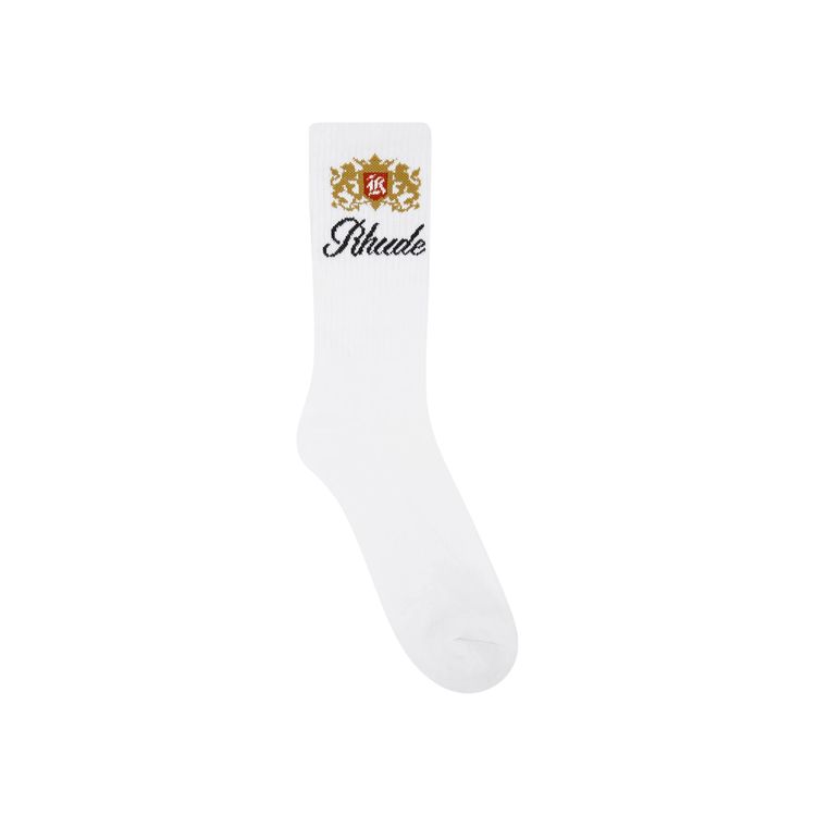 Rhude Crest Logo Sock WhiteTanRed
