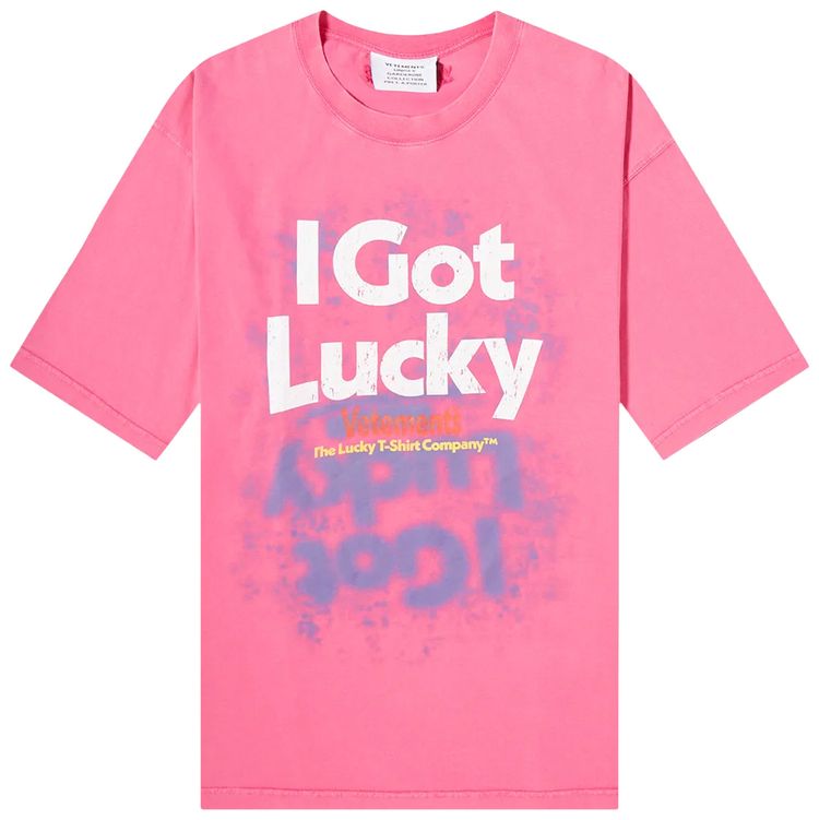 Vetements I Got Lucky T Shirt Washed Pink