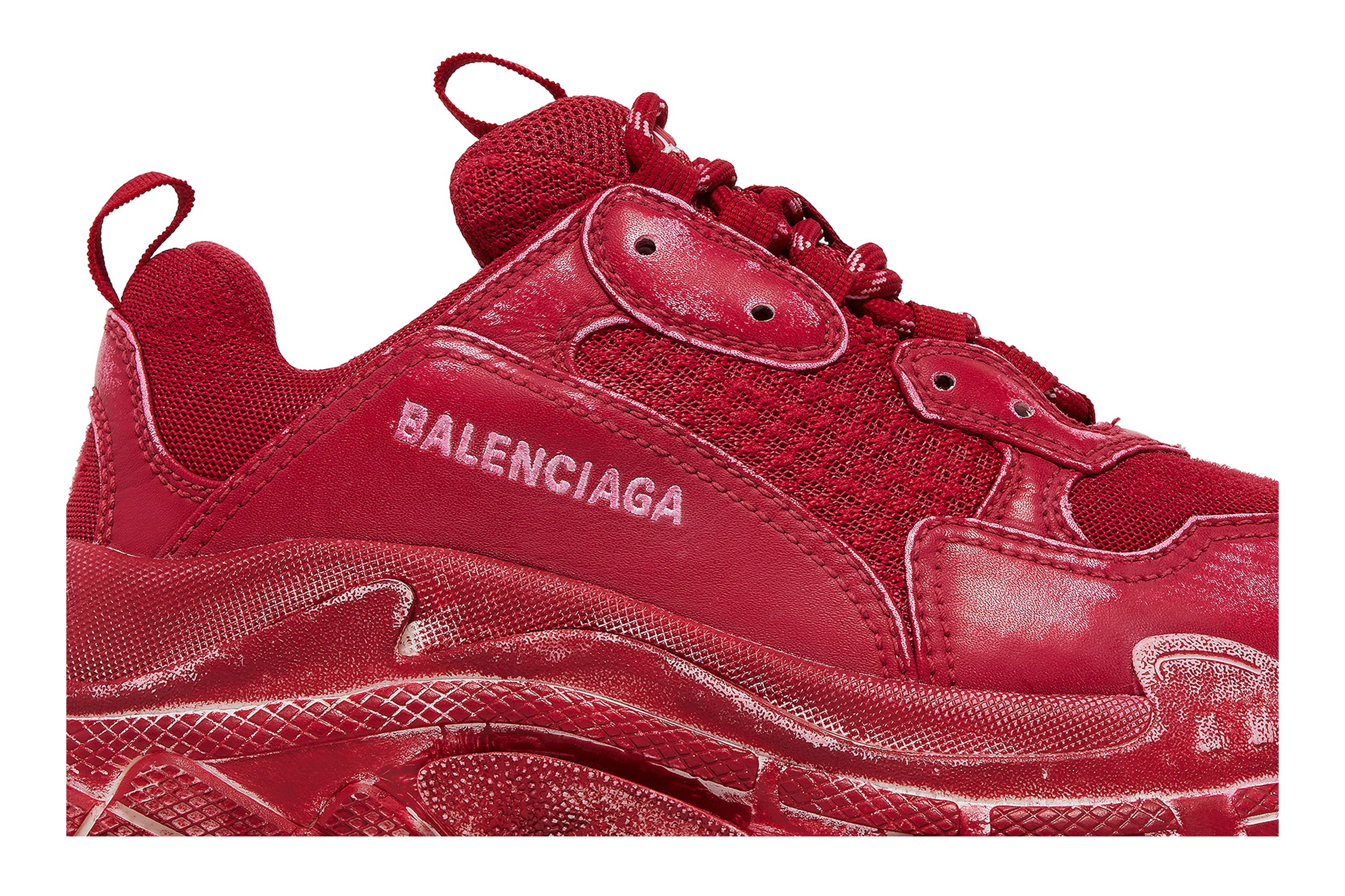 Size 6.0 Balenciaga Wmns Triple S Sneaker Dark Red