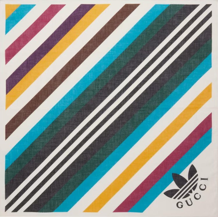 adidas x Gucci Stripe Print Cotton Scarf 'Ivory/Multicolor'