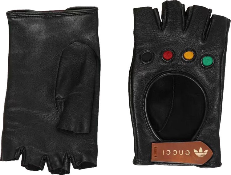 adidas x Gucci Fingerless Leather Gloves 'Black'