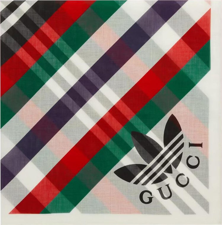 adidas x Gucci Stripe Print Cotton Scarf IvoryRed