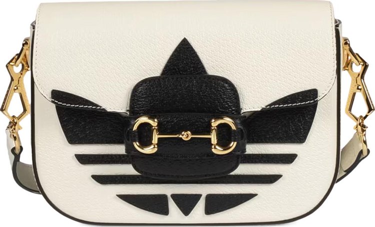 Authentic Limited Edition Adidas x Gucci Horsebit 1955 Mini Top Handle White Leather Bag