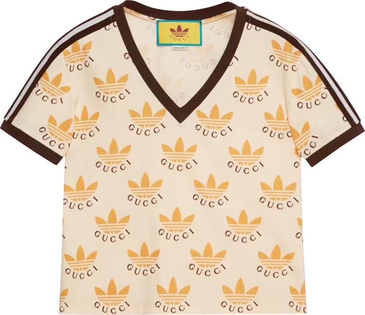 adidas x Gucci Trefoil Print T-Shirt 'Ivory'
