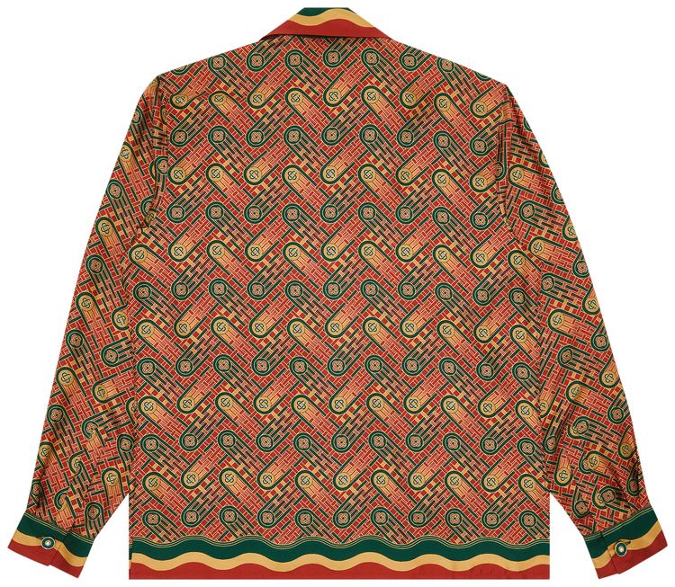 Casablanca Ping Pong Long Sleeve Collar Shirt BurgundyGreen