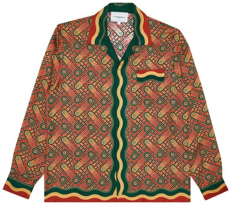 Casablanca Ping Pong Long Sleeve Collar Shirt BurgundyGreen