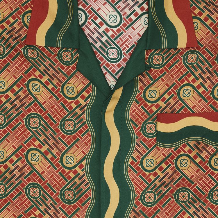 Casablanca Ping Pong Long Sleeve Collar Shirt BurgundyGreen