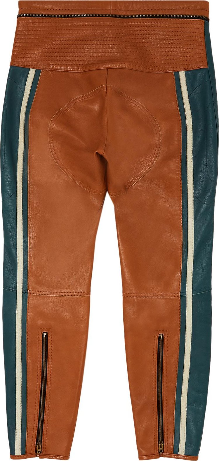 Pre Owned Chloe Leather Cropped Biker Pants Camel