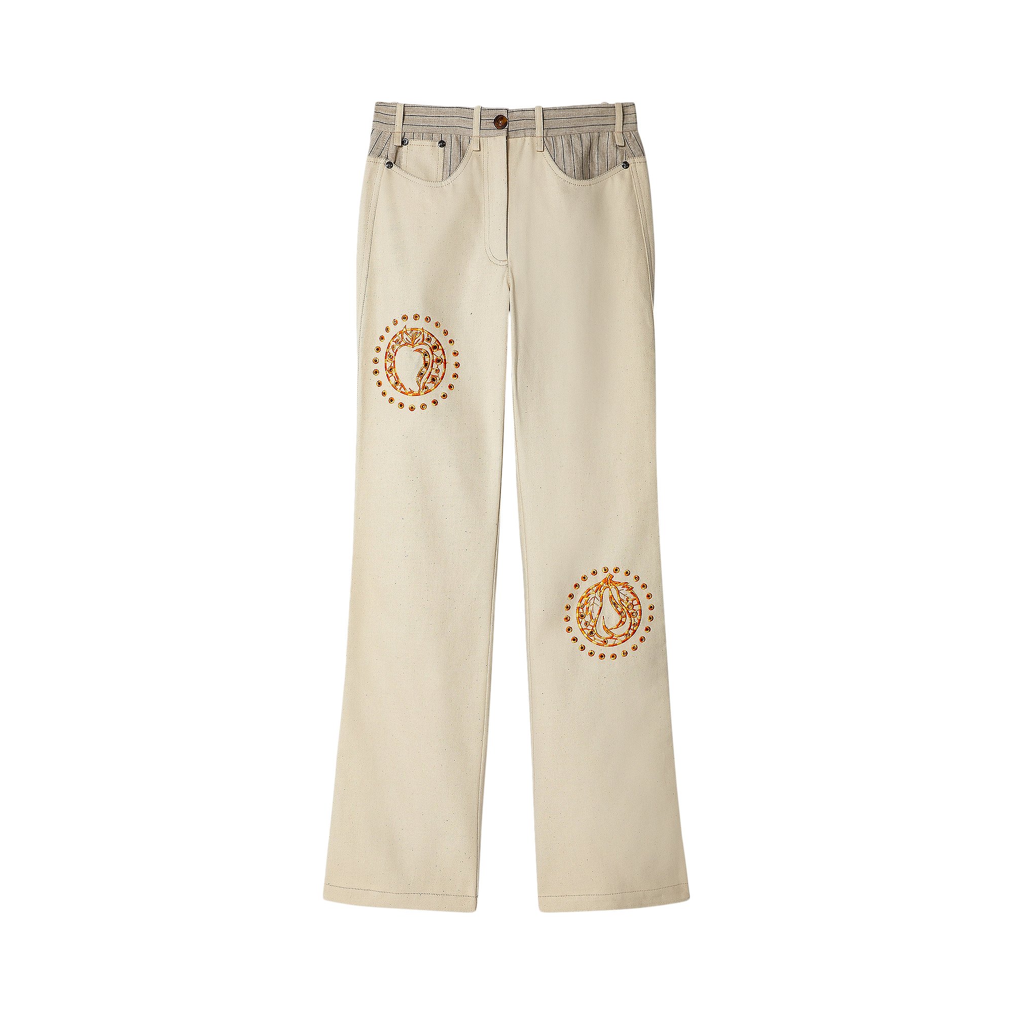 Buy Kiko Kostadinov Noosa Embroidered Jeans 'Parchment/Sand Stripe