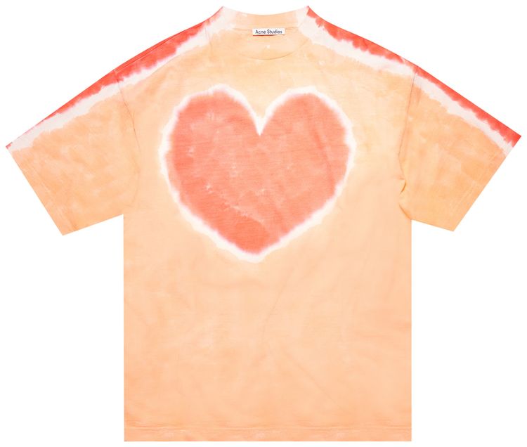 Acne Studios Tie Dye Heart T Shirt OrangeCoral
