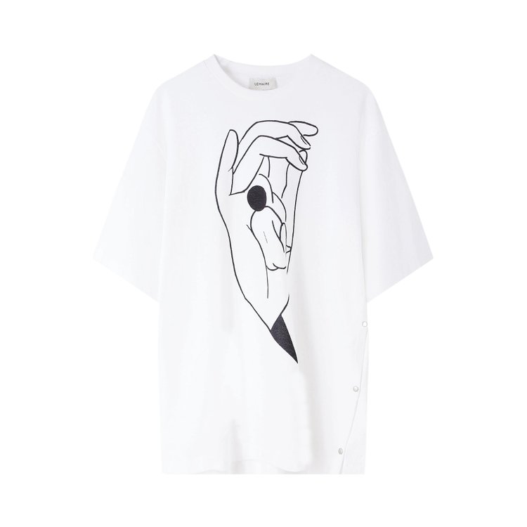 Lemaire Printed T-Shirt With Side Slit 'White'