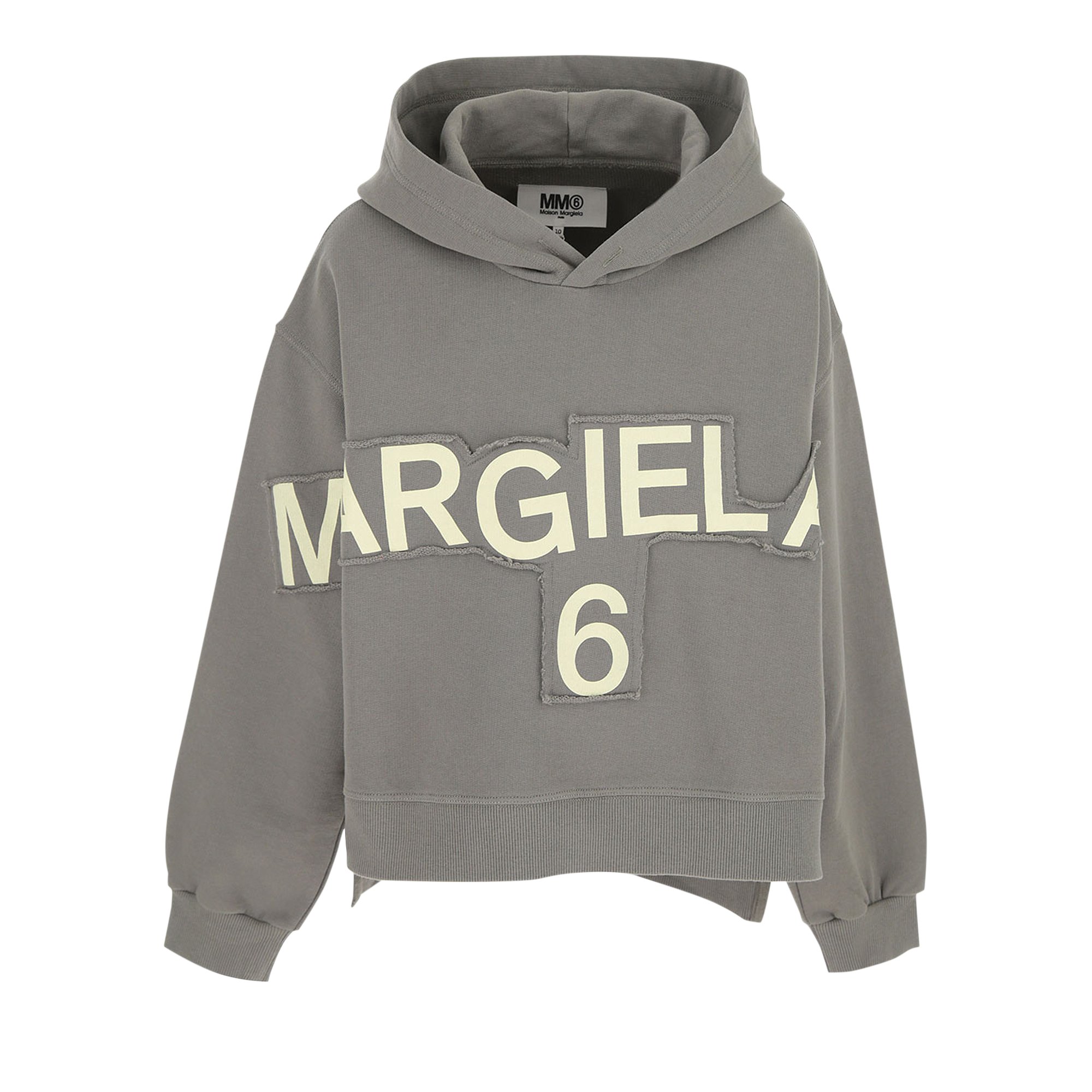 MM6 Maison Margiela logo-print longline hoodie - Grey