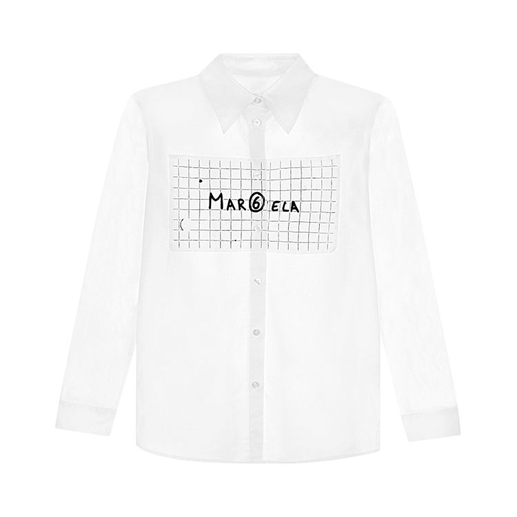 MM6 Maison Margiela Kids Logo Printed Shirt White
