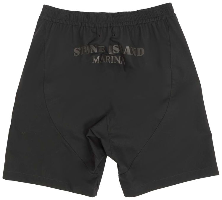 Stone Island Logo Embroidered Bermuda Shorts Black