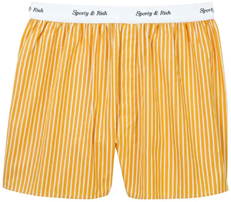Sporty  Rich Cassie Striped Boxer Shorts Yellow