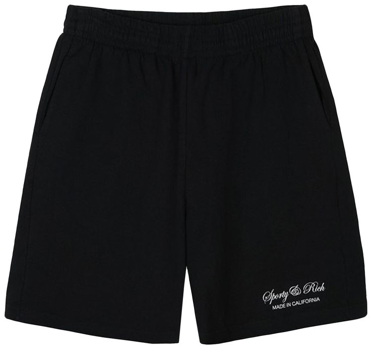 Sporty  Rich Script Logo Gym Short BlackWhite