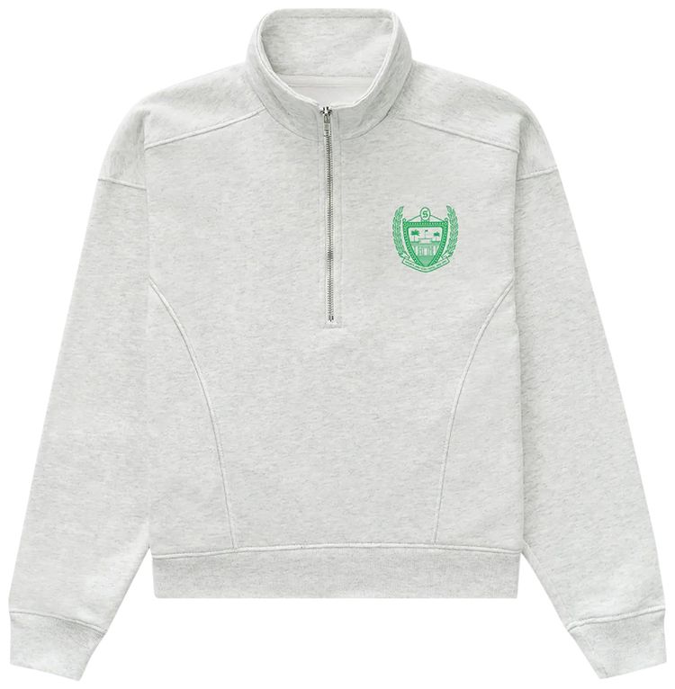 Sporty  Rich Berverly Hills Quarter Zip Heather GreyGreen