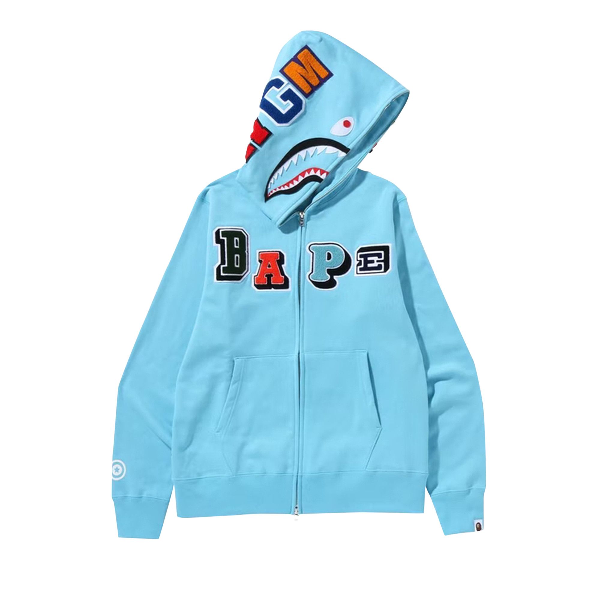 Buy BAPE Multi Fonts Shark Full Zip Hoodie Sax 1I30 115 001 SAX GOAT AU