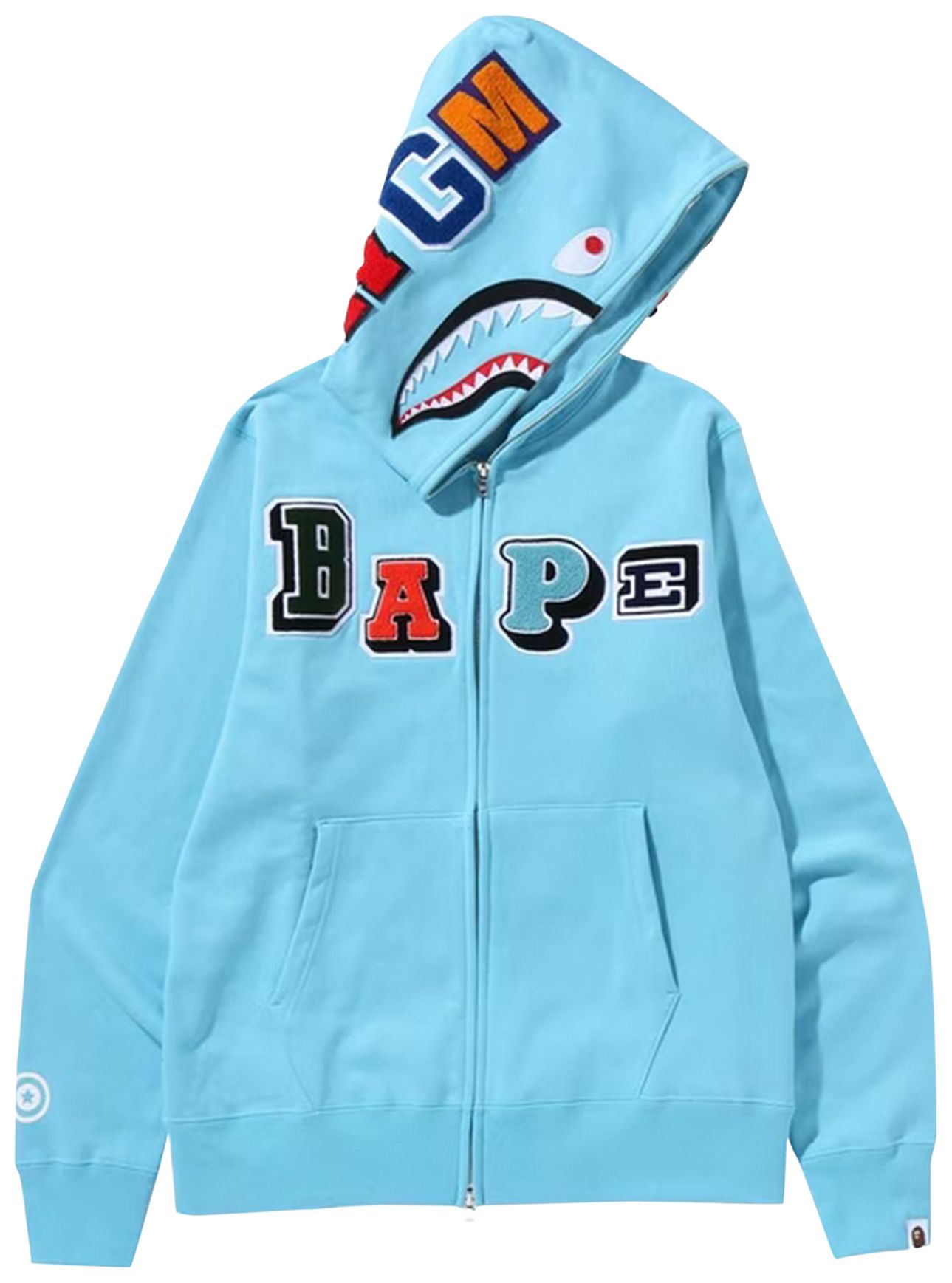Buy BAPE Multi Fonts Shark Full Zip Hoodie 'Sax' 1I30 115 001 SAX GOAT