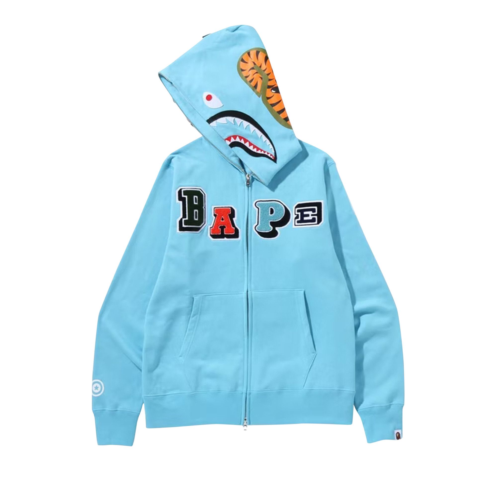 Buy BAPE Multi Fonts Shark Full Zip Hoodie Sax 1I30 115 001 SAX GOAT