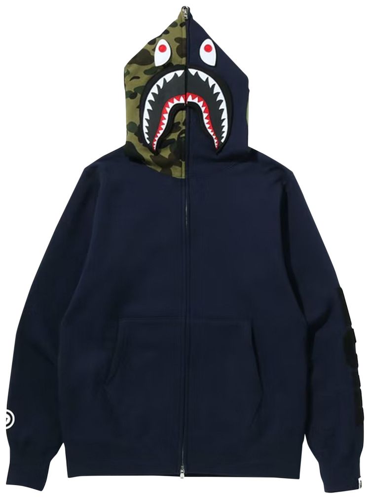 BAPE Detatchable Shark Full Zip Hoodie Navy