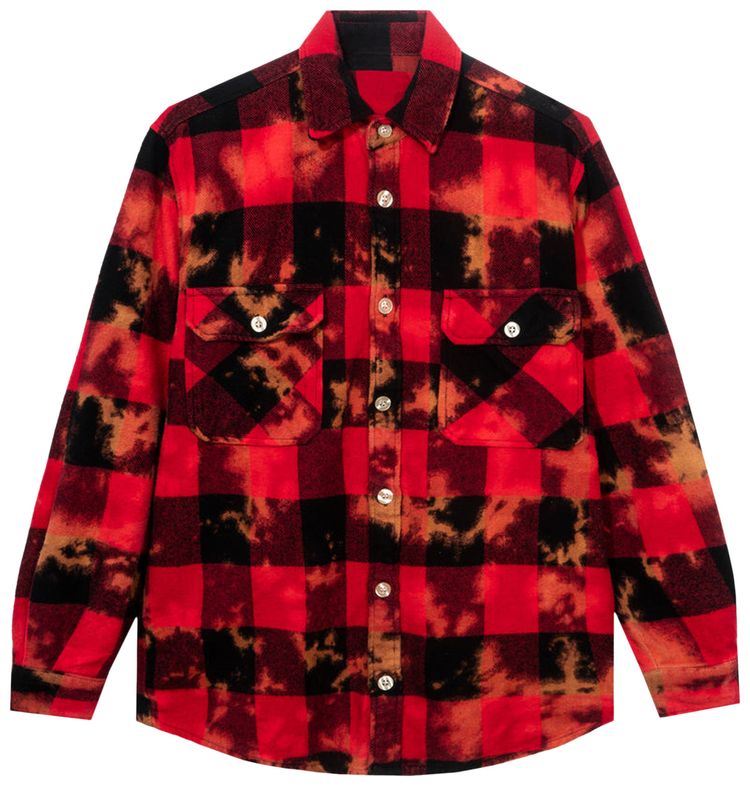 Anti Social Social Club Chromey Tie Dye Flannel Red
