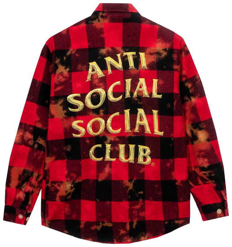 Anti Social Social Club Chromey Tie Dye Flannel Red