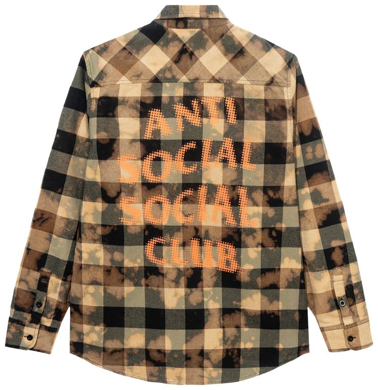 Anti Social Social Club Dialtone Tie Dye Flannel Olive