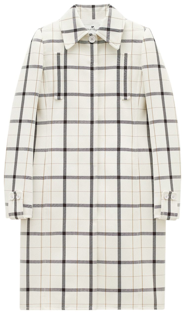 Courreges Check Coat IvoryBlack Biscuit