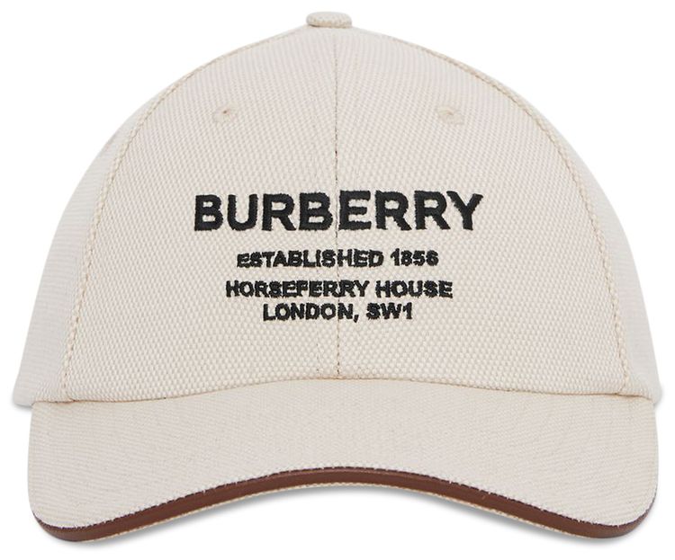 Burberry Horseferry Motif Canvas Baseball Cap Natural