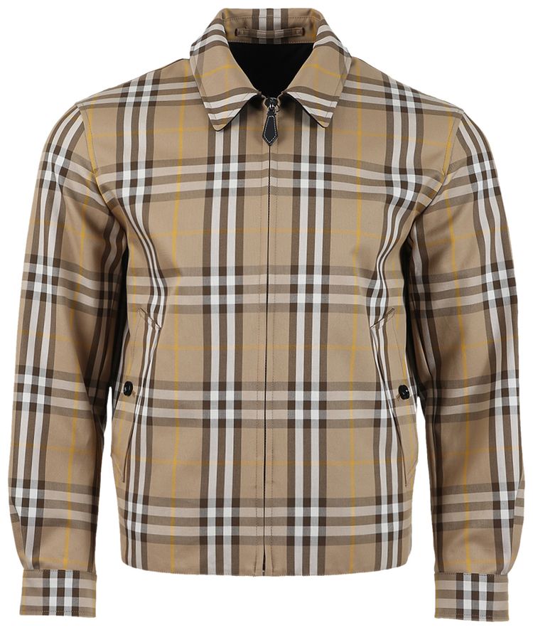 Burberry Check Print Zip Jacket Truffle Beige