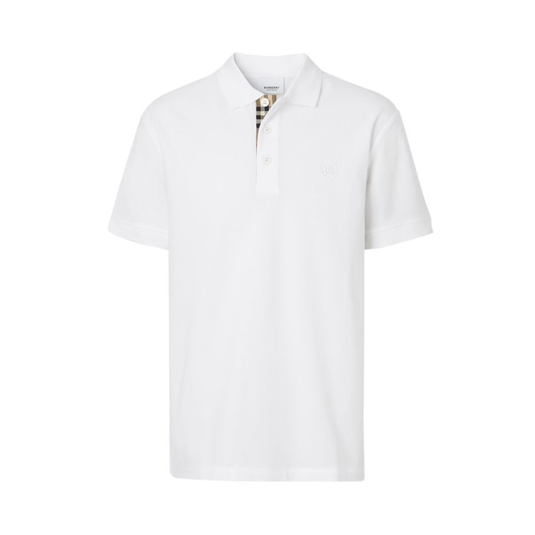 Burberry Monogram Motif Pique Polo Shirt White