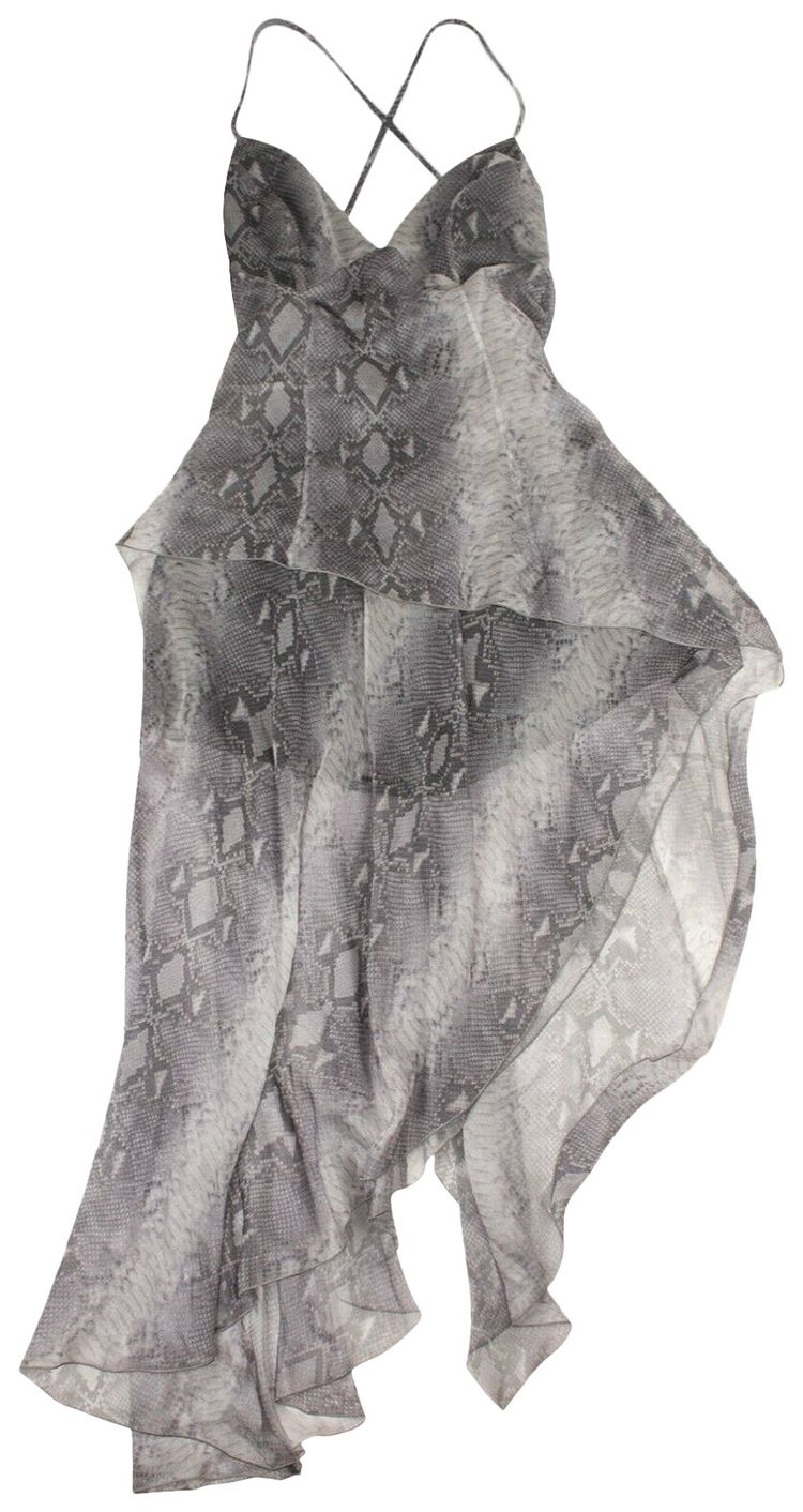 Amiri Silk Snake Print Long Dress Grey