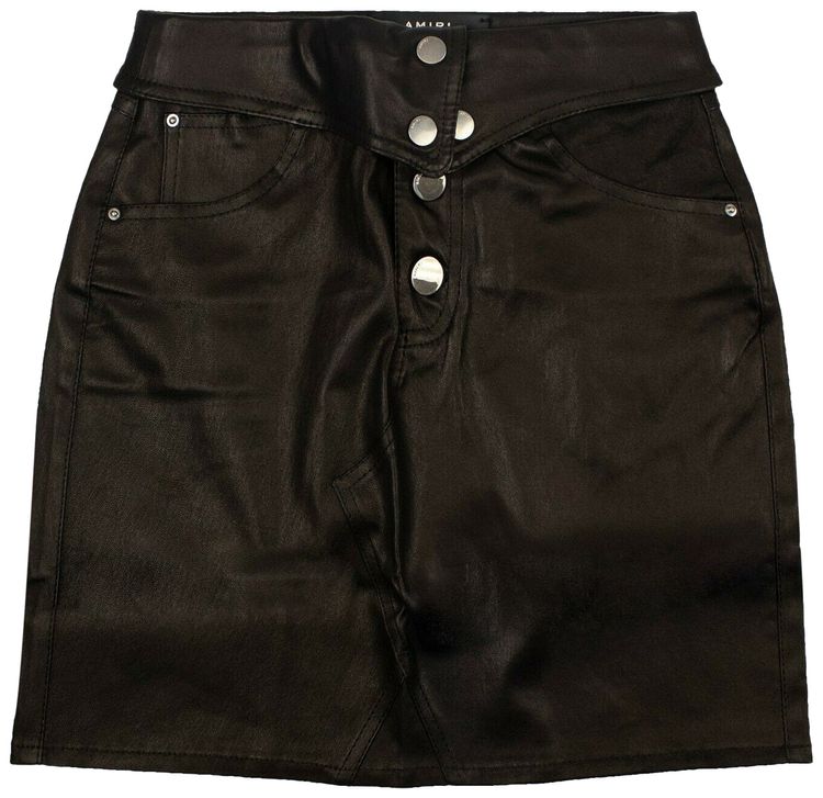 Amiri Fold Over Leather Skirt Black