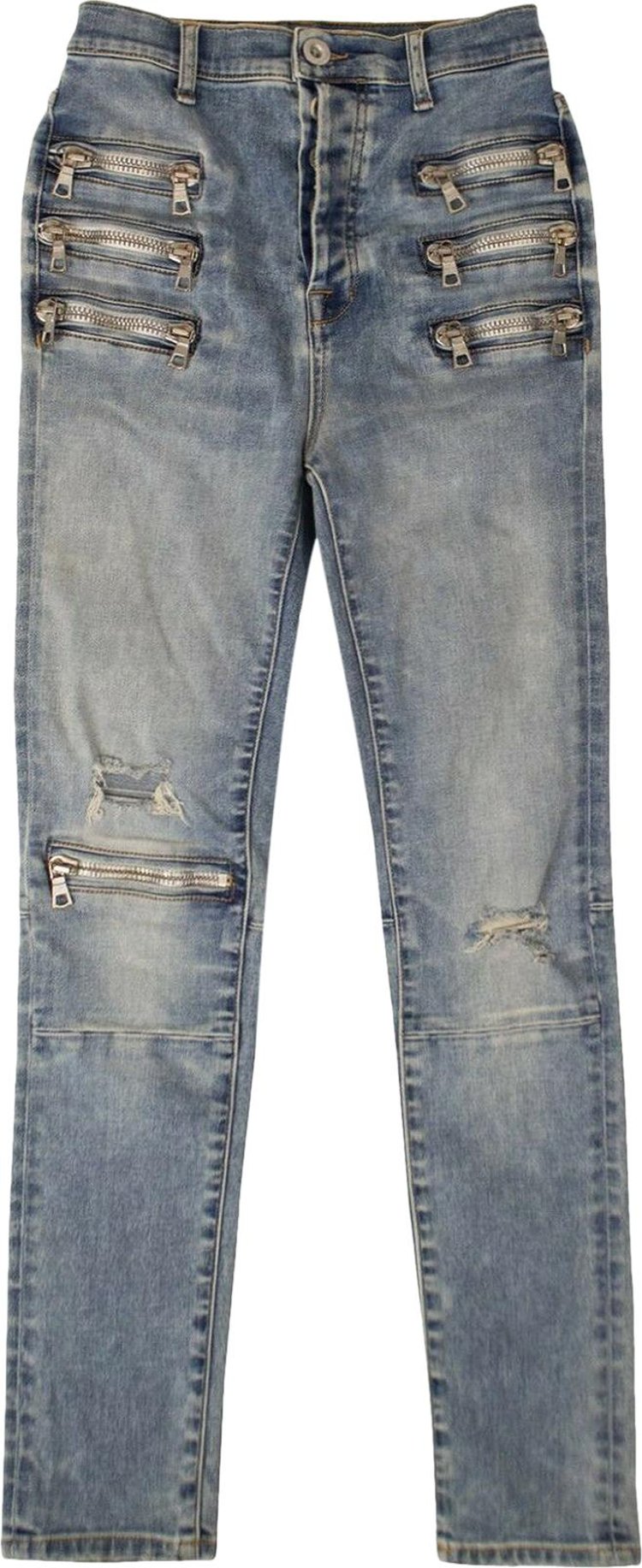 Unravel Project Denim Zip-Embellished Skinny Jeans 'Blue'