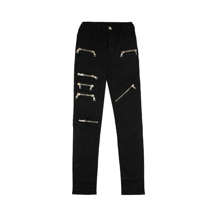 Amiri Denim Multi Zip Skinny Jeans Black